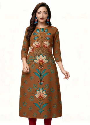 Muslim Kurtta Women's Casual Fashion Dress National Style Straight Tube Casual Turkish Abaya Robe Arabe Femme Modest Slit hem