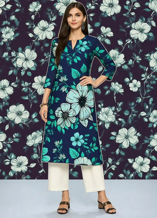 Muslim Kurt Flowers Women's Fashion Comfortable Long Sleeve Straight Casual Ethnic Vestidos Longos Parrot Print New Dress