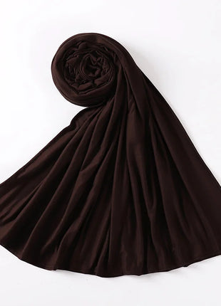 Muslim Plain Cotton Jersey Hijab Scarf Solid Color With Good Stitch Stretchy Soft Turban Head Wraps Shawl Foulard Femme