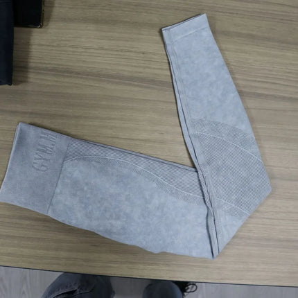 Women Seamless Gym High Waist Yoga Pants Hip Lifting Outdoor Sports Tight Waist Letter Sand Washed Pants Exercise Yoga Leggings