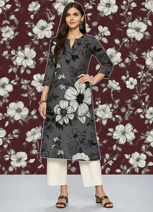 Muslim Kurt Flowers Women's Fashion Comfortable Long Sleeve Straight Casual Ethnic Vestidos Longos Parrot Print New Dress
