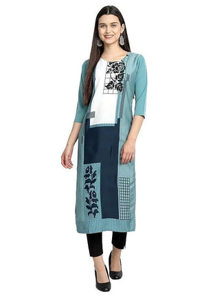 Muslim Women Kurt Casual Dress Slit hem Straight Casual Ethnic Peacock Mandarin Flowers Regular Size 3D Design Suitable