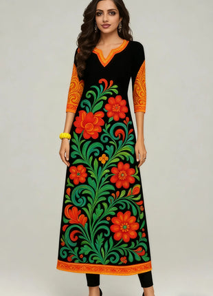 National style Kurt Women's Fashion Comfortable Long Sleeve Straight Casual Ethnic Peacock Pattern New Dress Ladies Abaya Muslim