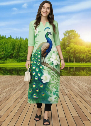 Muslim Kurtta Women Casual Fashion Dress Straight Tube Casual Ethnic Vetement Femme Peacock National style Kaftan Dress Moroccan