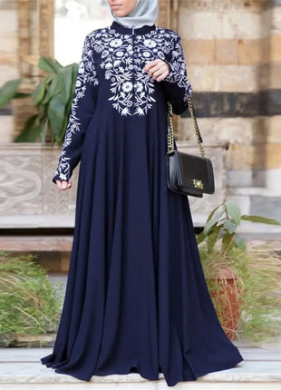 Plus Size Muslim Women Kaftan Dress Abaya Ethnic Style Long Sleeve Islamic Clothing Dubai Saudi Black Robe Turkish Modesty S-3XL