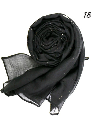 Shimmer Glitter Cotton Viscose Hijab Scarves For Women Muslim Long Shawls Headscarf Wraps Solid Headbands Stole Bufandas Turbans