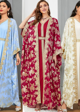 Women's Eid Abaya 2-Piece Set — Embroidered Jalabiya Party Dress