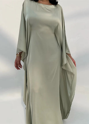 Eid Shiny Batwing Satin Abaya Dubai Luxury 2024 Muslim Abayas For Women Maxi Kaftan Dress Islamic Clothing Caftan Marocain Femme