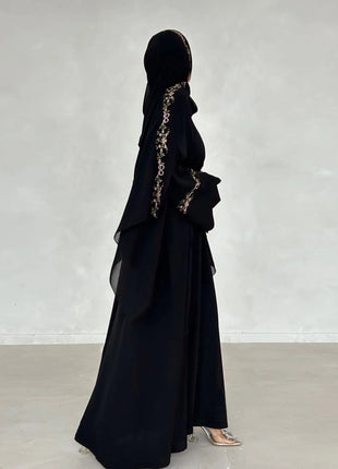 Luxurious Floral Embroidery Hijab Dress for Muslim Women Elegant Dubai Modest Abaya Eid Islam Party Jalabiya Turkey Kaftan Robe