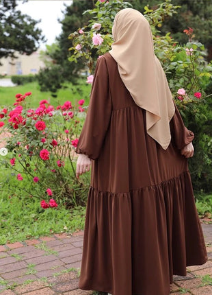 Fashionable Muslim women's loose long sleeved retro elegant dress