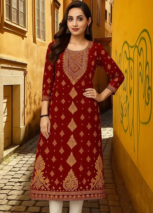Muslim 2026 Women's Kurt Fashionable Elegant Straight Tube Casual Kurtta Flowers Pattern Comfortable Dress Slit hem Abaya