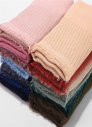 Rhinestone Plain Viscose Cotton Hjab Crinkle ShawI Muslim Head Scarf Big Long Pashmina Wrap Female Foulard Tudung Bawal