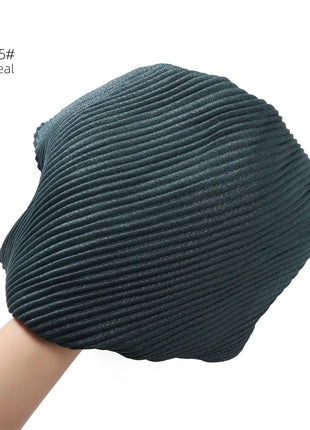 New Breathable Soft Solid Color Silver Silk Crumpled Shiny Pleated Shawl Women's Hair Towel Scarf One Piece Dropshipping