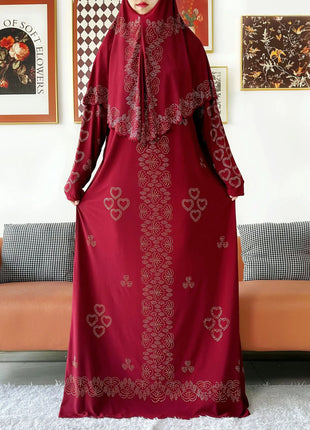 Muslim Two Piece Set Hijab Prayer Dress Fashion Abaya Set Women Prayer Garment Hijab Long Khimar Long Dress Sets Islamic Ramadan