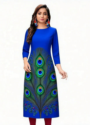Muslim Kurt Women's Fashion Comfortable Dress Long Sleeve Straight Tube Casual Ethnic Peacock Abito Donna Musulmana