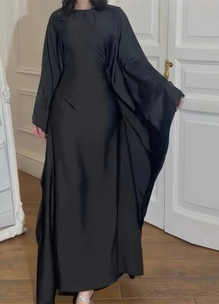 Eid Shiny Batwing Satin Abaya Dubai Luxury 2024 Muslim Abayas For Women Maxi Kaftan Dress Islamic Clothing Caftan Marocain Femme