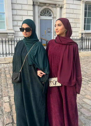 Closed Casual Abayas Corduroy Winter Abaya Eid 2025 Muslim Clothes Borkha For Muslim Women Moroccan Dresses Kaftan Caftan Femme