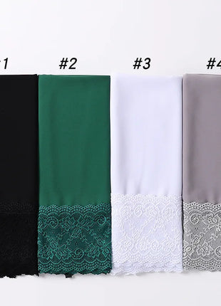 Women Hijabs Muslim Scarf Summer New Pearl Chiffon Lace Solid Color Lady Head Scarf Malaysia Tourism Shawl Turban Wrap Wholesale