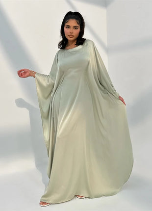 Eid Shiny Batwing Satin Abaya Dubai Luxury 2024 Muslim Abayas For Women Maxi Kaftan Dress Islamic Clothing Caftan Marocain Femme