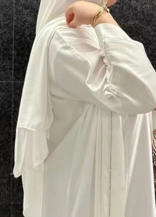 2024 Muslim Modest Cardigan for Women Eid Arab Abaya Dubai Dress Islamic Daily Long Sleeve Clothing Turkey Solid Color Coat Robe