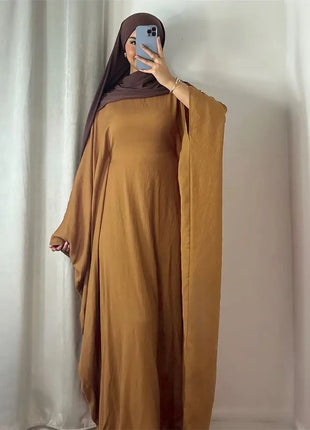 Ramadan Eid Soft Crepe Khimar Batwing Abaya Dubai Islam Muslim Modest African Dresses For Women Kaftan Kebaya Robe Femme Musulma