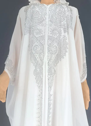 Eid Muslim Dress for Women Hooded Abaya 2 Piece Set Diamond Jalabiya Morocco Party Dresses Dubai Abayas Kaftan Vestido Long Robe