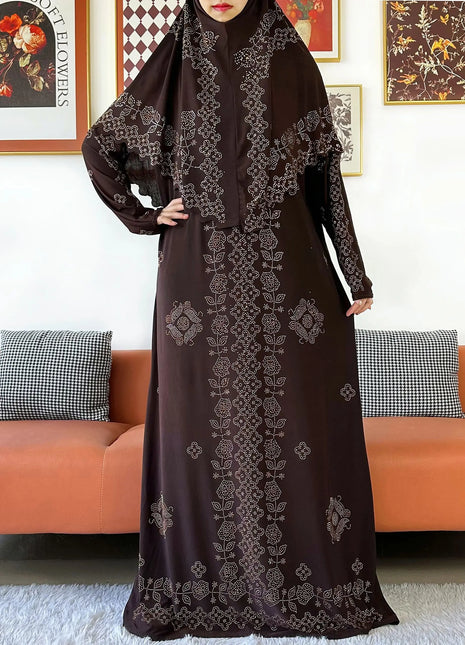 Muslim Two Piece Set Hijab Prayer Dress Fashion Abaya Set Women Prayer Garment Hijab Long Khimar Long Dress Sets Islamic Ramadan