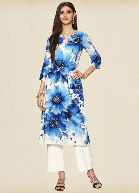 Muslim Dress Kurt Women's Fashionable And Elegant Straight Tube Casual Round Neck Colorful Flowers Pattern Dress Abiti Lunghi