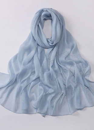 Luxury Rhinestone Chiffon Hijabs Woman Muslim Scarf Shawls Solid Lady Party Shawl Wraps Islamic Turban Female Headscarf Ramadan