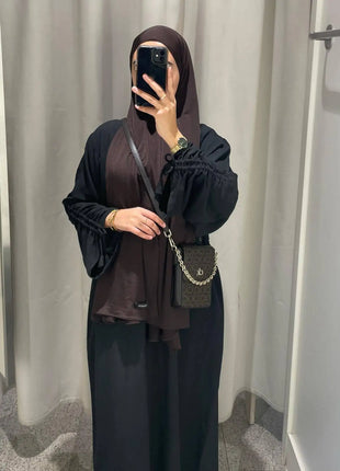 Eid Modest Dress for Women Abaya Lace-up Sleeve Morocco Party Dresses Ramadan Vestidos Largos Kaftan Islam Dubai Arab Long Robe