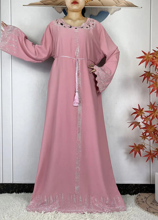 2025 New Abaya Dubai Luxury Muslim Dress for Women Elegant Arabic Femme Abaya Diamond Loose Islamic Long Sleeve Turkey Clothing