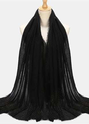 Rhinestone Plain Viscose Cotton Hjab Crinkle ShawI Muslim Head Scarf Big Long Pashmina Wrap Female Foulard Tudung Bawal