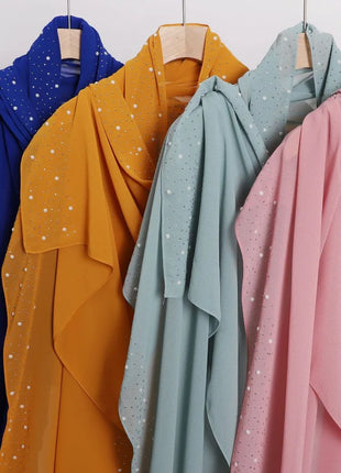 Hot Diamond Pearl Chiffon Hijabs for Women Muslim Fashion Long Shawl Head Wrap for Women Turbans for Women Ramadan Turban Femme