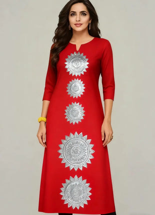 Muslim Women's Kurt Casual Fashion Dress Straight Tube Casual Ethnic Flower Muslim Fashion Long Sleeve Dresses National Style