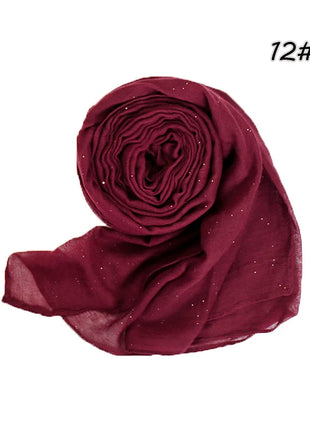 Shimmer Glitter Cotton Viscose Hijab Scarves For Women Muslim Long Shawls Headscarf Wraps Solid Headbands Stole Bufandas Turbans