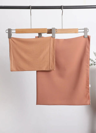 2 Piece Set Chiffon Hijab Matching Undercap Chiffon Scarf with Matching Underscarf Shawls Scarves Head Scarf Headwraps for Women