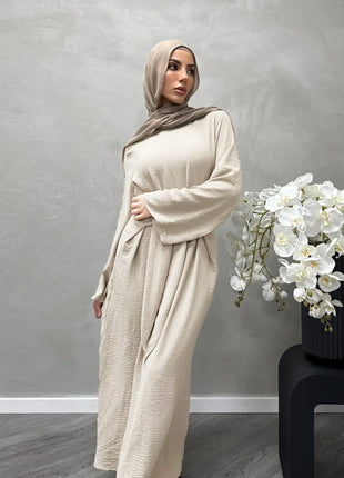 2025 Fashion Dubai Solid Belt Long Dresses For Muslim Woman Elegant Casual Marocain Islam Saudi Plain Caftan Turkish Clothing