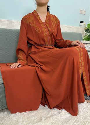 Muslim Open Abayas For Women 2024 Pure Chiffon Zipper Diamonds Loose Femme Robe Islam Dubai Boubou Moroccan Caftan With Turban