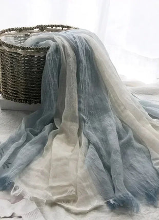 Thin Scarf Shawl New Cotton and Linen Women's Solid Color Sunscreen Muslim Headband Israel Saudi Arabia Japanese South Korea