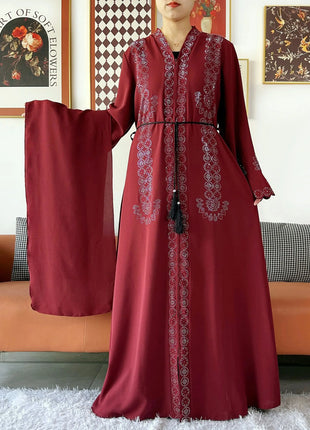 2025 Women Elegant Party Dress Chiffon Open Zipper Loose Abaya Muslim Women Dress Islamic Clothing Cardigan Abaya Muslim Dress