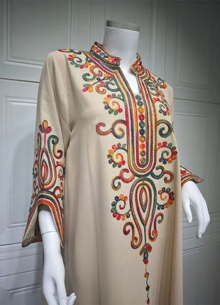Ramadan Muslim Women's Embroidered Loose abaya Dresses For Women Gala Morocco Dubai Elegant Casual Kaftan