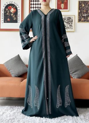 2024 Women Elegant Party Dress Chiffon Open Abaya Muslim Women Dress Islamic Clothing Cardigan Abaya Women Muslim Dress