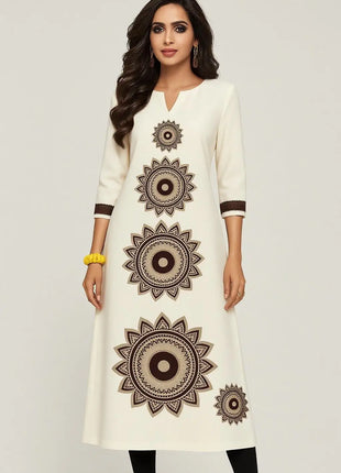Dress Kurt women's Fashionable Long Sleeved Straight Tube Casual Elephant Pattern 2026 robe marocain islamic prayer clothes