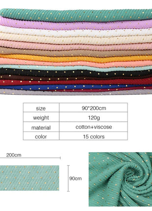 Wrinkle Polka Dot Cotton Hijab Scarf Shimmer Crinkle Scarf Glitter Muslim Woman Veil Shawls Stretchy Headband Bandana
