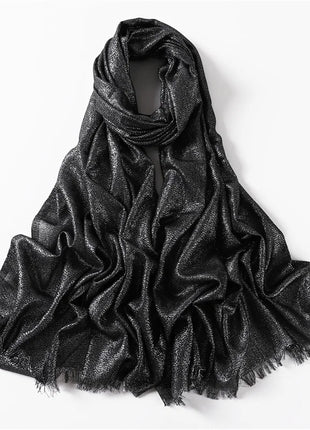 2025 Abaya Women Veil Gold Solid Color Muslim Head Scarf Shawls and Wraps Glitter Pashmina Bandana Female Foulard Hijab