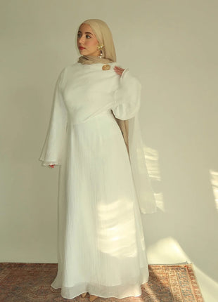 Two Piece Middle East Muslim Cardigan Set for Women Ramadan Eid Dubai Modest Abaya Dress Elegant Islam Solid Turkey Robe Outfit