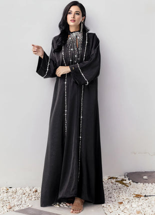2Pcs Luxury Dubai Abaya Muslim Sets for Women Diamonds Evening Party Dress Kimono Jalabiya Wedding Gown Kebaya Ramadan Caftan