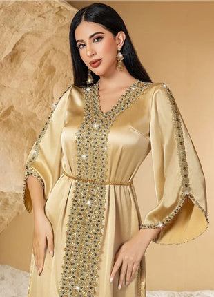 Eid Muslim Dress For Women Ramadan Jalabiya Lace Diamond Party Dresses Abaya Long Robe Morocco Dubai Kaftan Vestidos Largos 2026