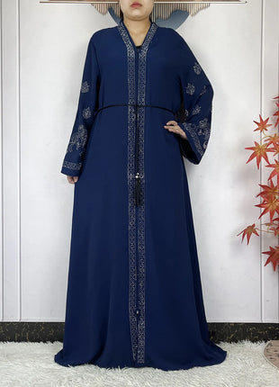 2024 For Women Elegant Dresses Dubai Party Outfits Long Sleeved Chiffon Dashiki Muslim Women Robe Open African Abaya Clothing