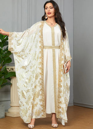 Women's Eid Abaya 2-Piece Set — Embroidered Jalabiya Party Dress